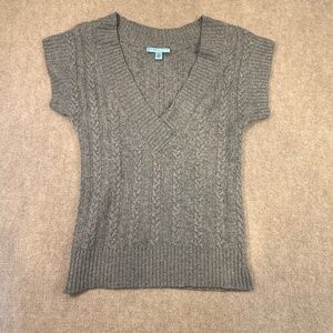 Antonio Melani 100% Cashmere Gray Chunky Deep V Neck  Tunic Sweater Size Medium